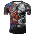 Smoking skull 3D digital print milk silk fabric t-shirt, slim fit round neck short sleeve, youth British style casual top