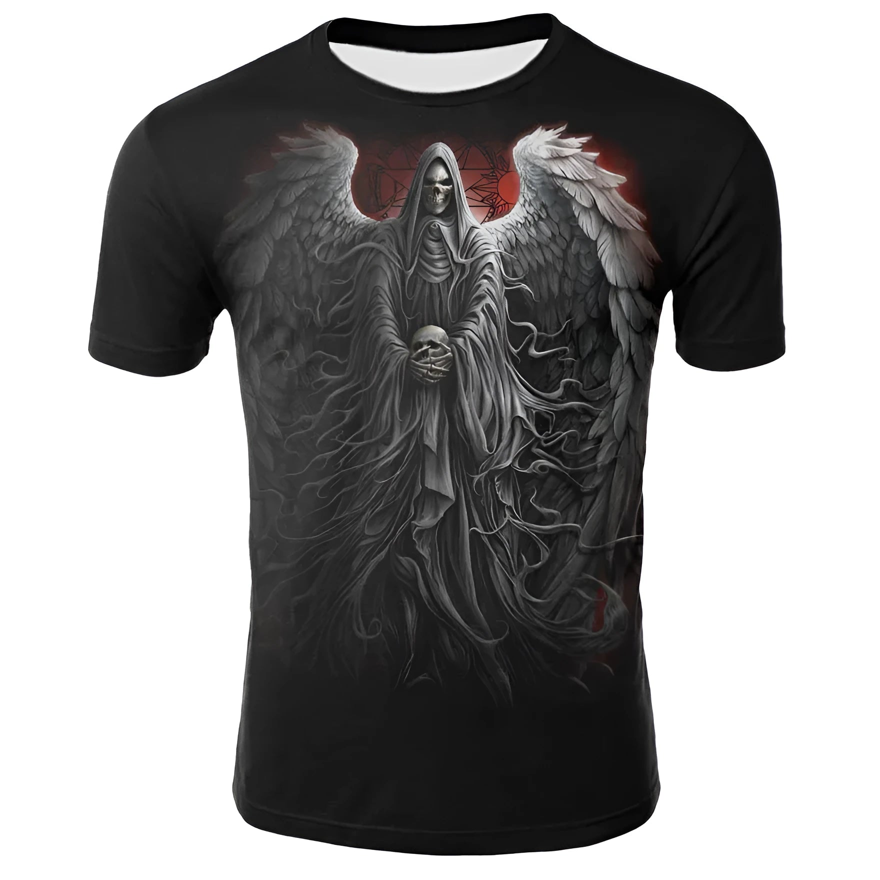 Smoking skull 3D digital print milk silk fabric t-shirt, slim fit round neck short sleeve, youth British style casual top