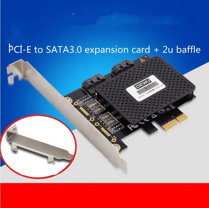 Desktop PCI-E SATA3.0 expansion card with ASM1061 chip showing SATA and eSATA ports