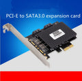 Desktop PCI-E SATA3.0 expansion card with ASM1061 chip showing SATA and eSATA ports