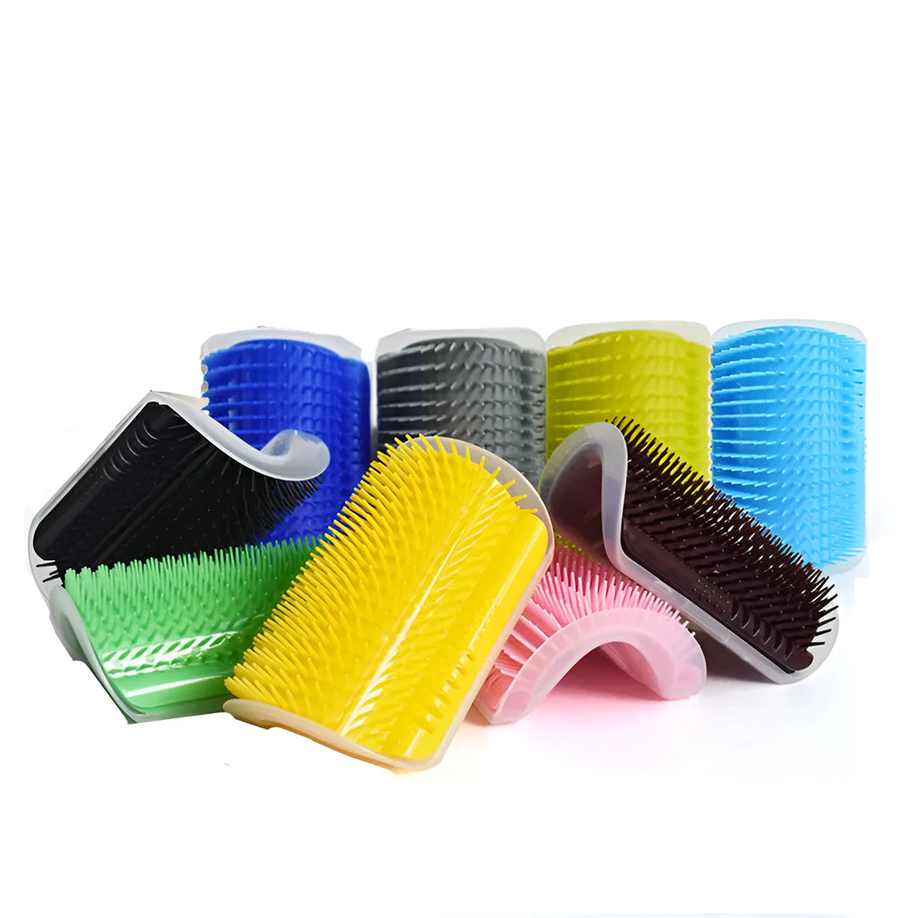 Cat wall corner friction massage comb brush with catnip in multiple colours, 12.8 cm long