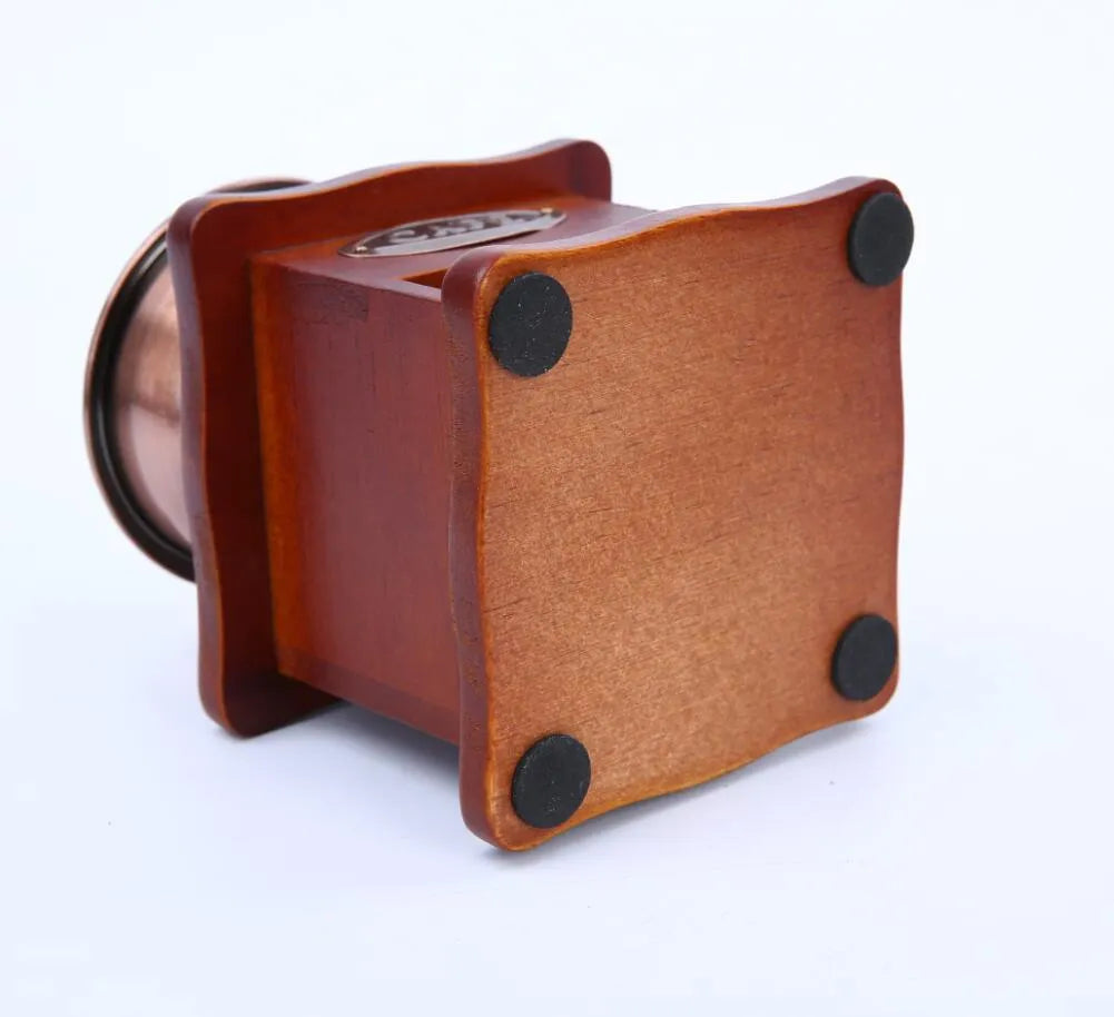 Manual hand coffee grinder in red with ceramic burrs compact 10x10x17cm size