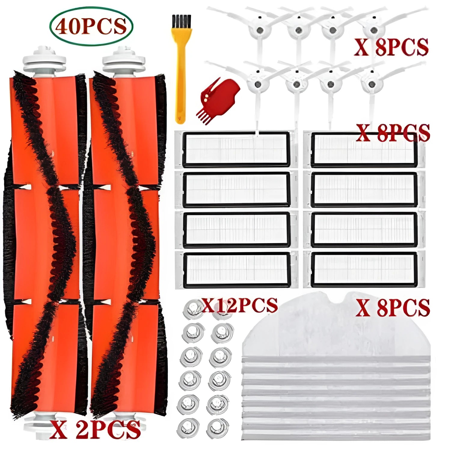 Orange Roborock vacuum cleaner accessory set for S6 S5 models with power cord