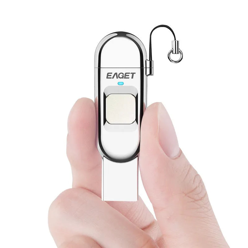 Fingerprint encrypted mobile phone U disk 64GB dual-use Android Type C USB 3.0 metal light gray