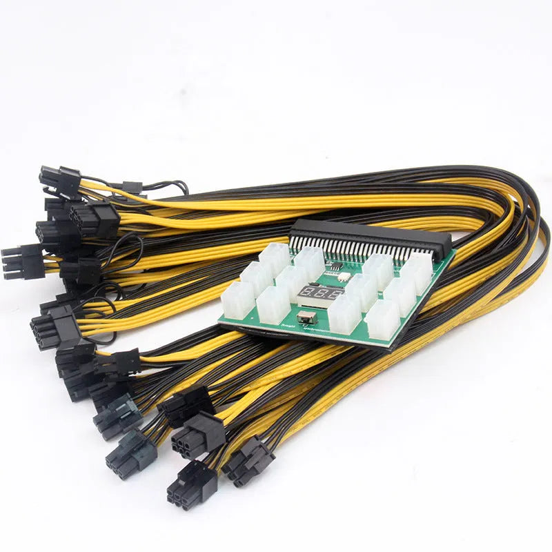Server power supply to 6pin graphics card adapter board with twelve 50cm cables
