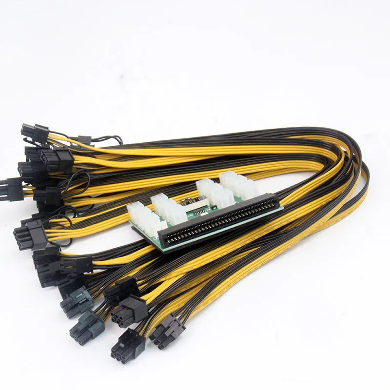 Server power supply to 6pin graphics card adapter board with twelve 50cm cables