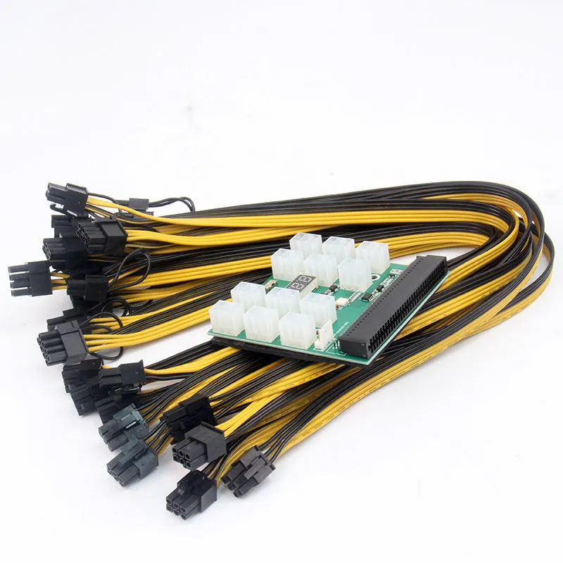 Server power supply to 6pin graphics card adapter board with twelve 50cm cables