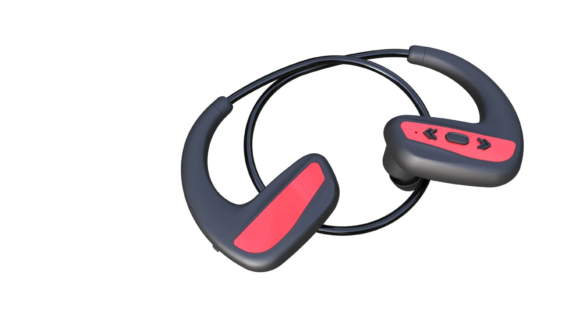 Black and red Bluetooth swimming headset with head-mounted design for pool and running use
