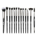 13 piece eye makeup brush set with nylon bristles and plastic handles in pink rose gold finish