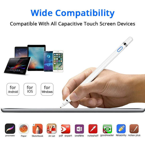 Universal capacitive stylus pen with metal cap compatible with Apple iPad and Android tablets in black