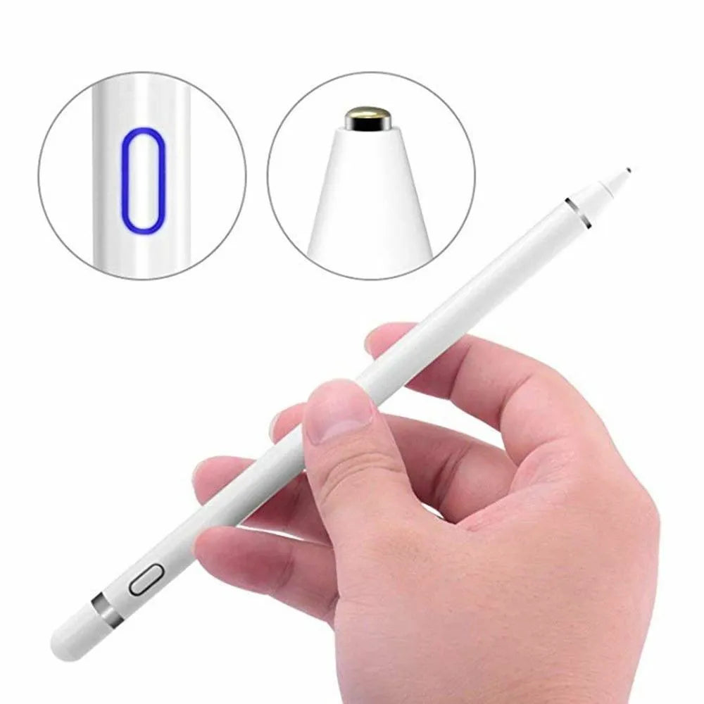 Universal capacitive stylus pen with metal cap compatible with Apple iPad and Android tablets in black