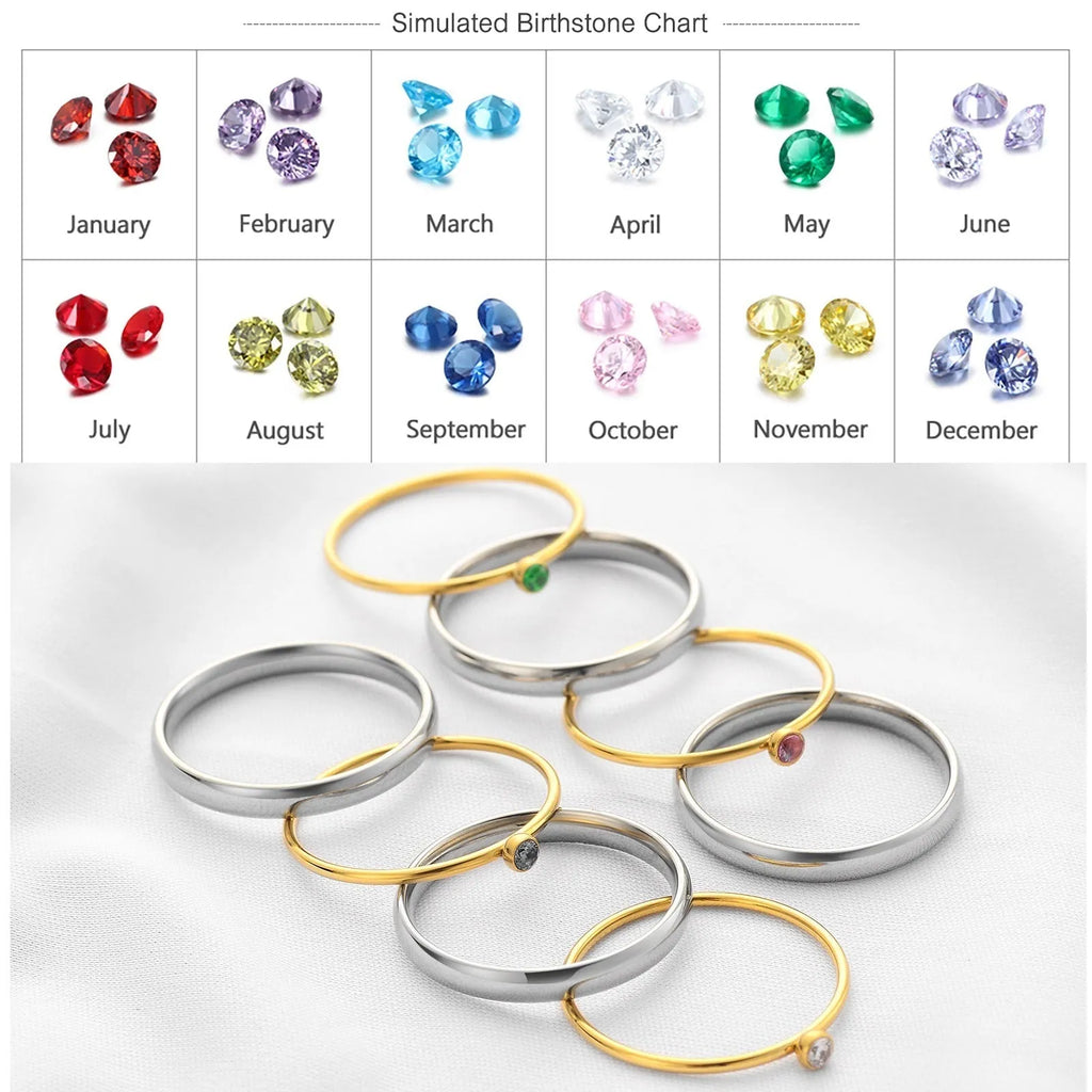 December colour birthstone engraved titanium steel ring with superimposed geometry design.