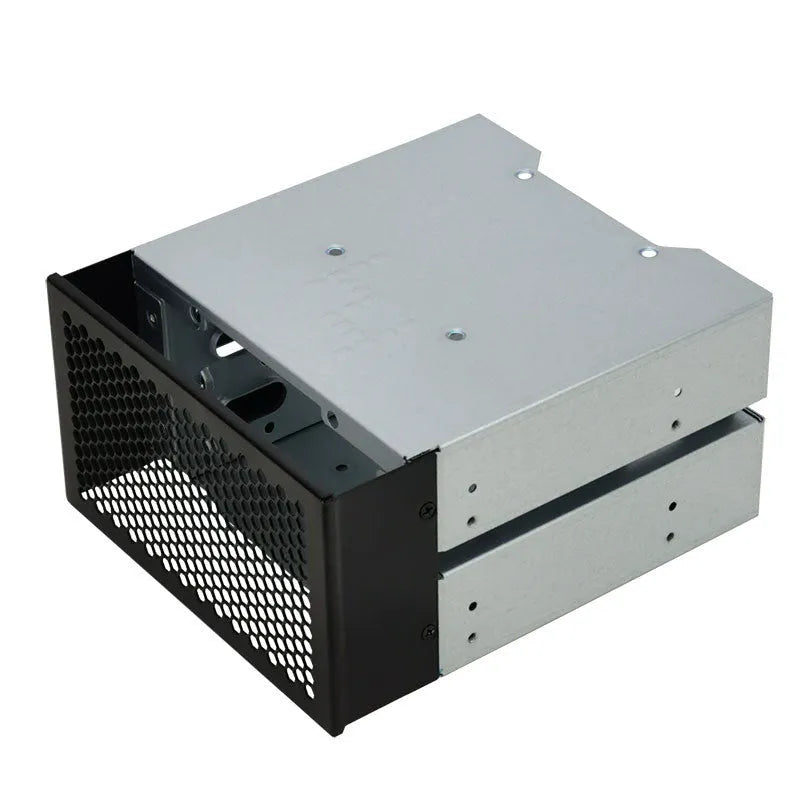 Transparent hard drive cage for converting 5.25 inch bay to 3.5 inch HDD mounting