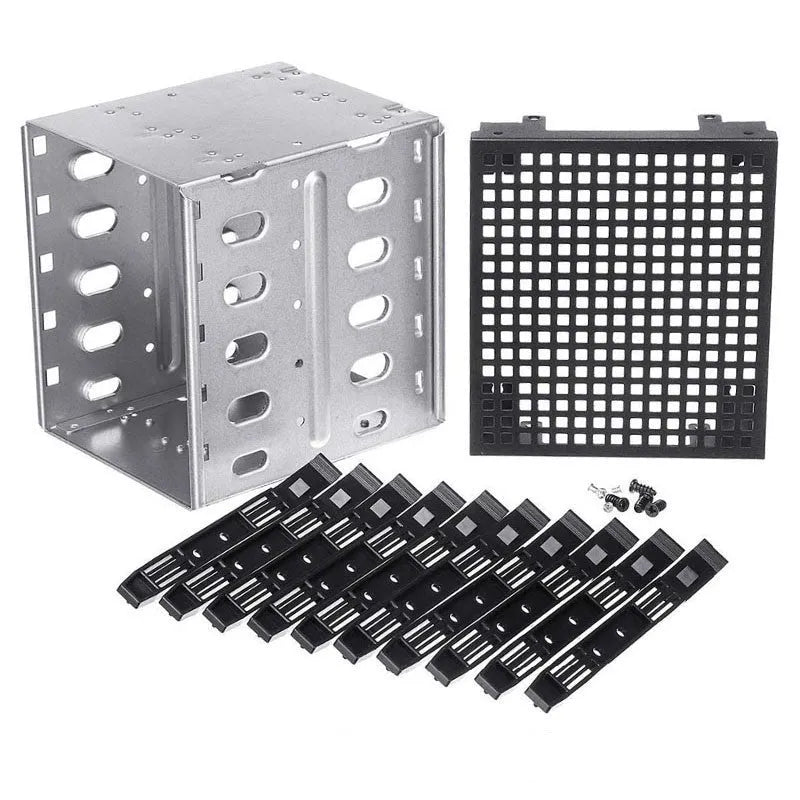 Transparent hard drive cage for converting 5.25 inch bay to 3.5 inch HDD mounting