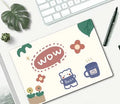 Cartoon mouse pad with rubber base measuring 260x210mm showing character design