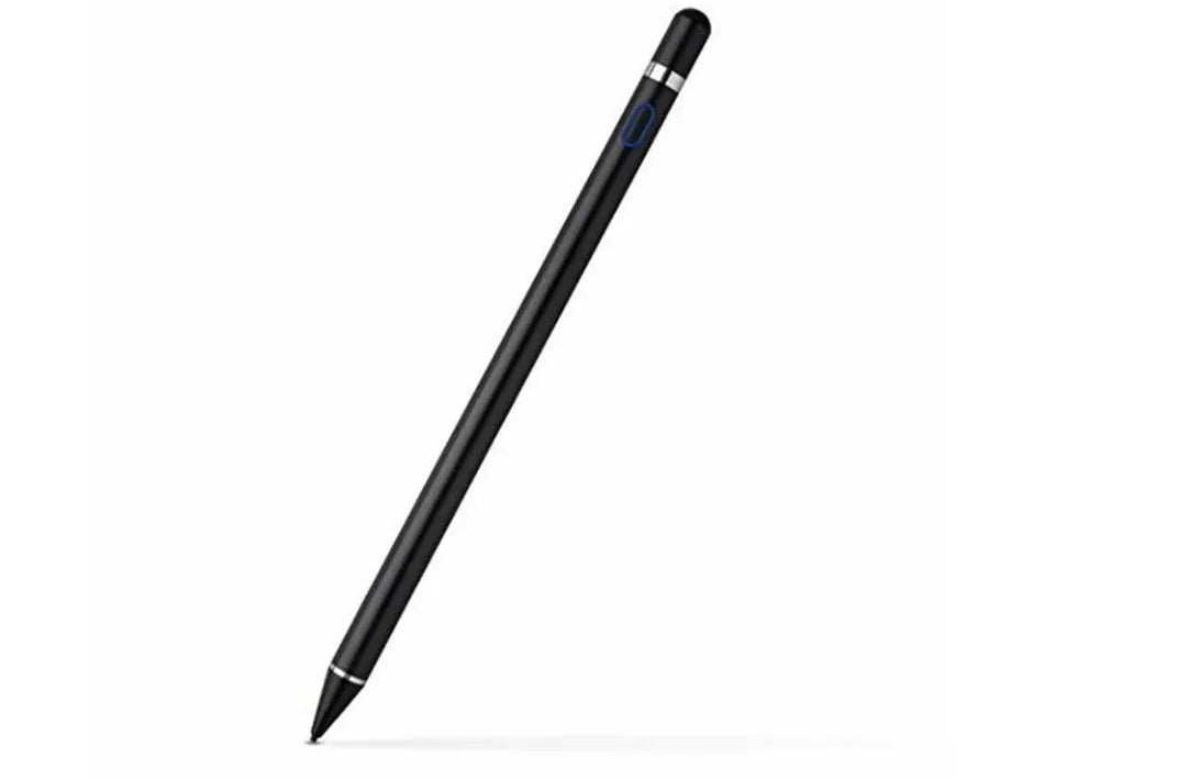 Universal capacitive stylus pen with metal cap compatible with Apple iPad and Android tablets in black