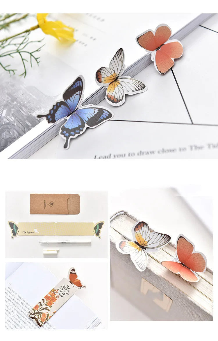 Butterfly design paper bookmark measuring 13.5 by 5.5 centimetres