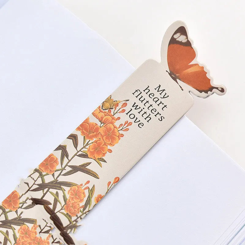Butterfly design paper bookmark measuring 13.5 by 5.5 centimetres