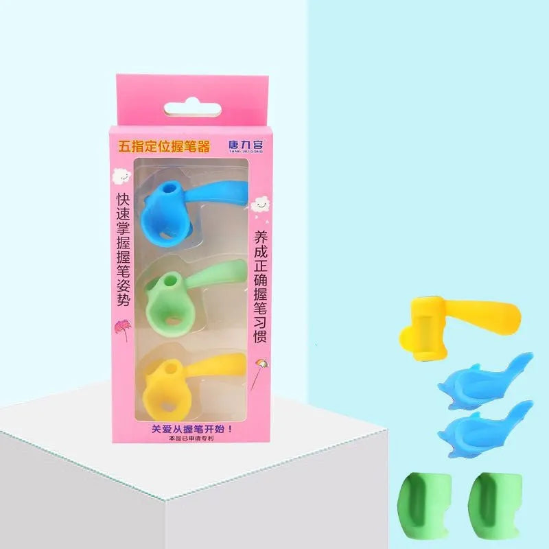 Children's pen holder orthosis for learning to write with dolphin design and mixed colours