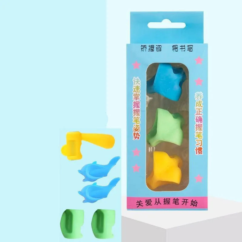 Children's pen holder orthosis for learning to write with dolphin design and mixed colours