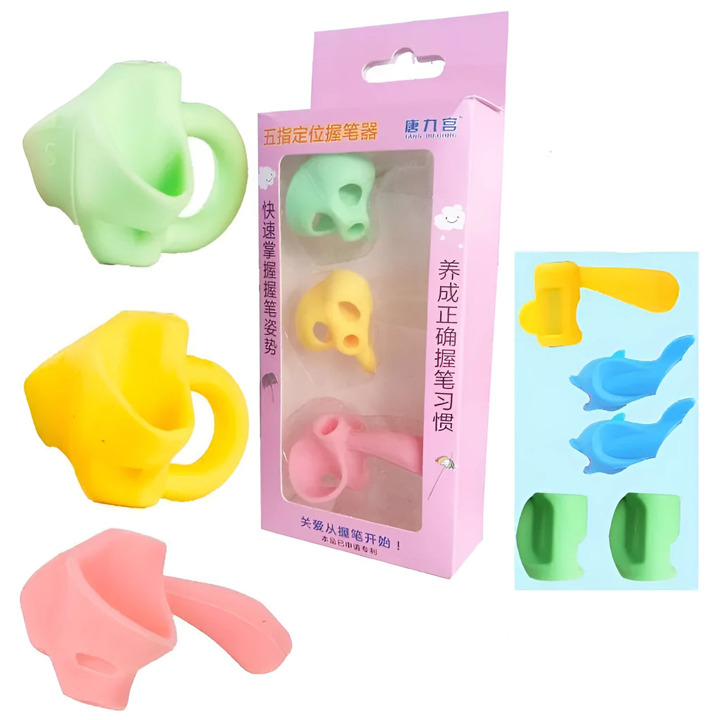 Children's pen holder orthosis for learning to write with dolphin design and mixed colours