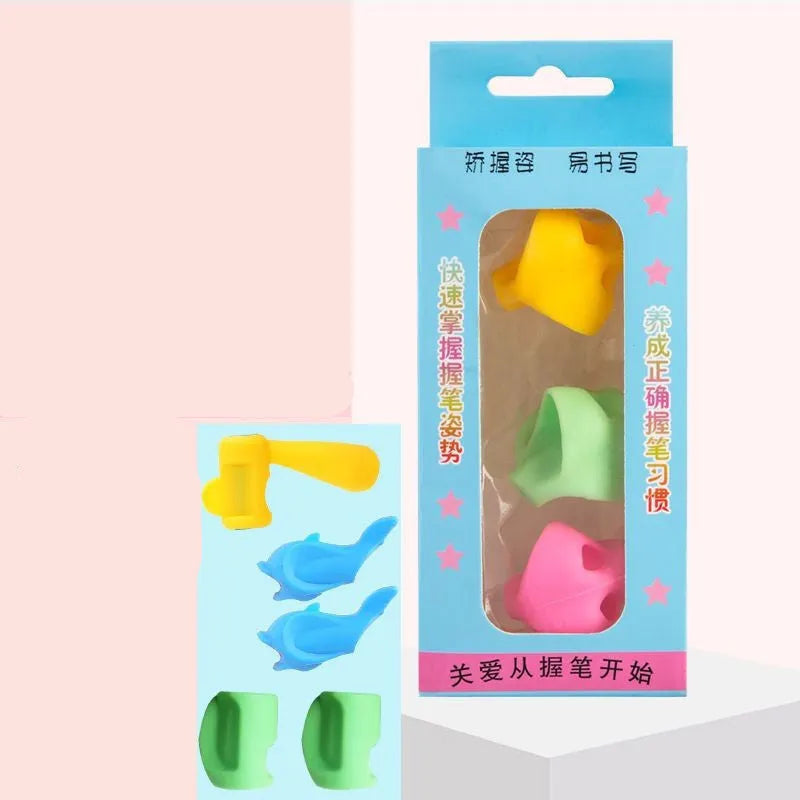 Children's pen holder orthosis for learning to write with dolphin design and mixed colours