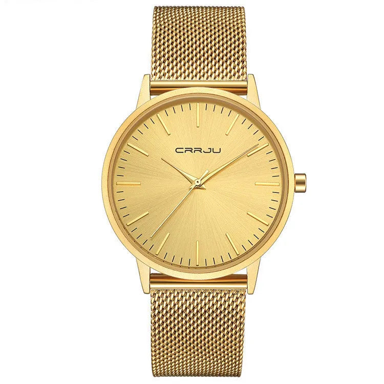 Casual quartz watch with alloy case and 30M water resistance in multiple colour combinations