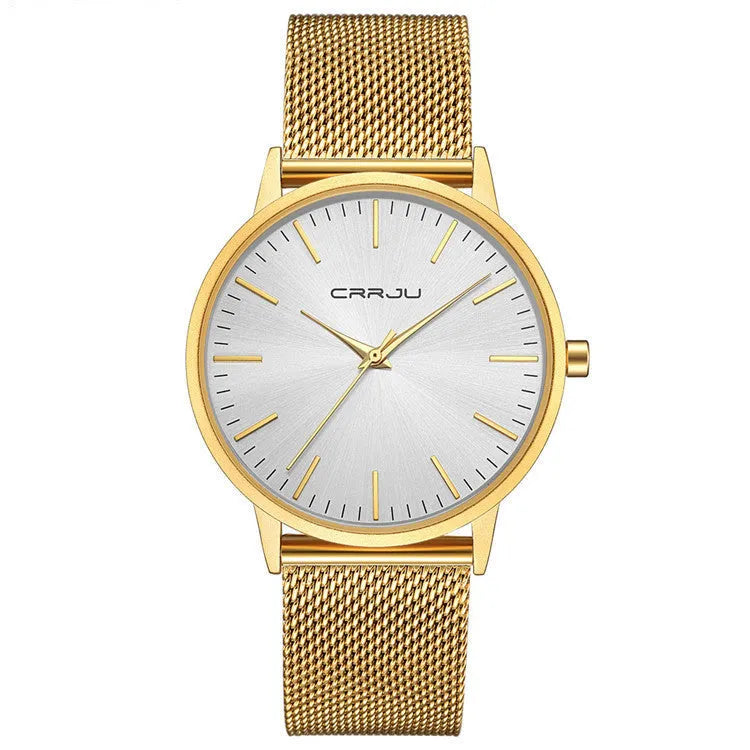 Casual quartz watch with alloy case and 30M water resistance in multiple colour combinations