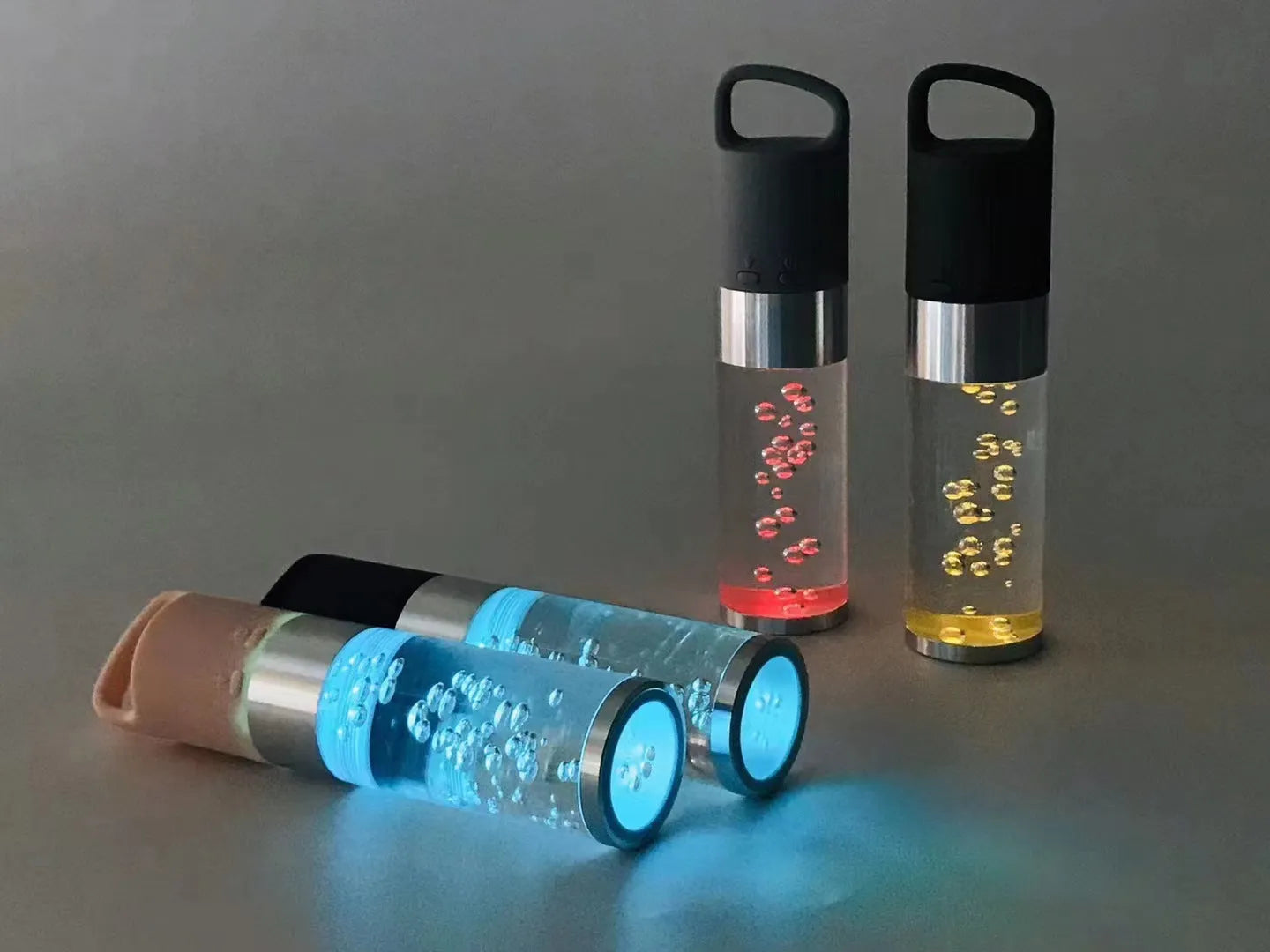 Pink Bluetooth speaker with colourful crystal LED lights showing compact 145mm design