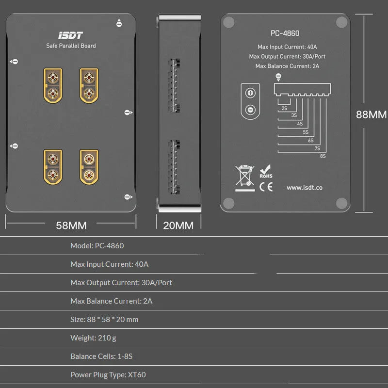 Grey parallel charging board for Astor model aircraft battery accessories with Type 0 connections