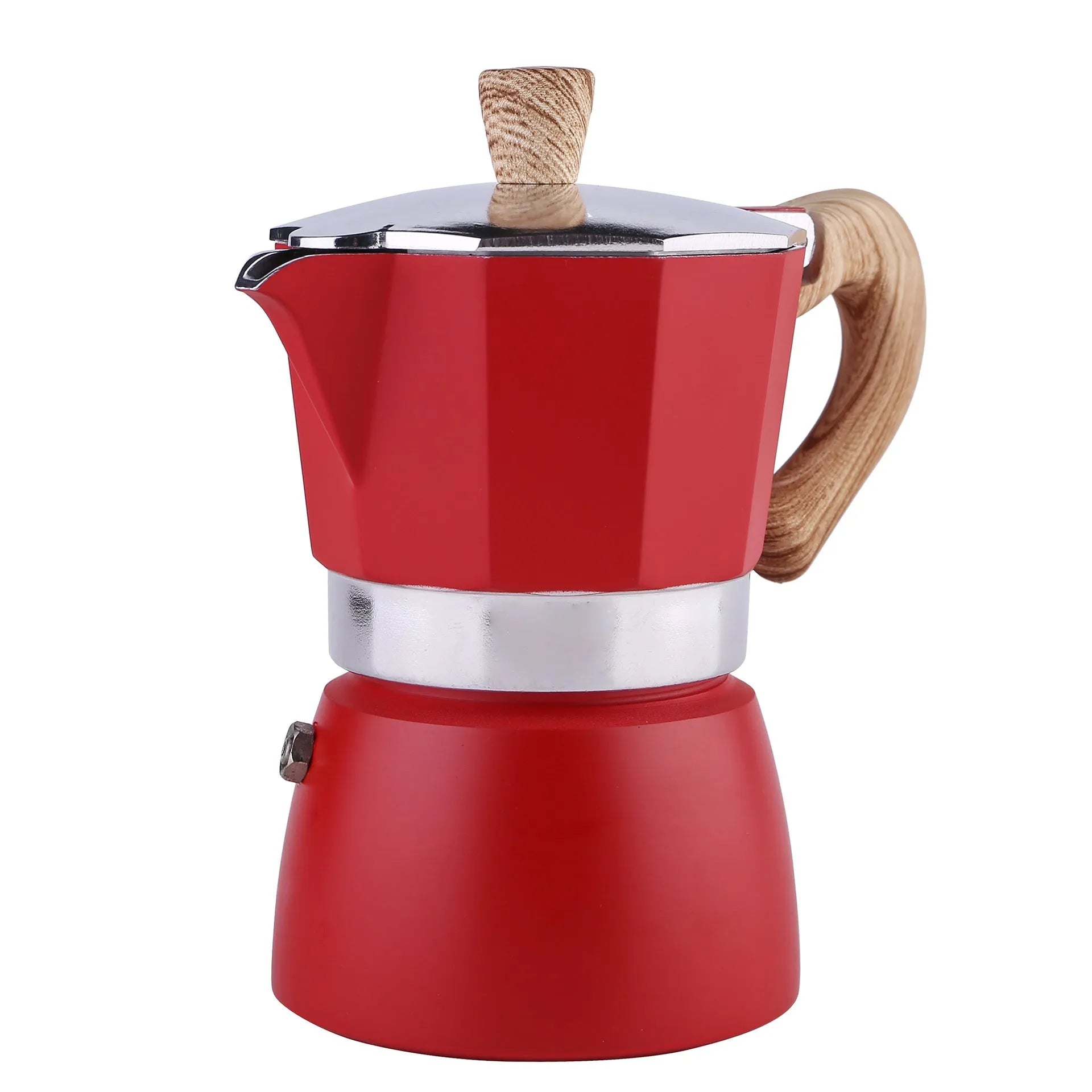 Italian style aluminium mocha coffee pot set with long handle in black, blue, red and white colours 150ml and 300ml