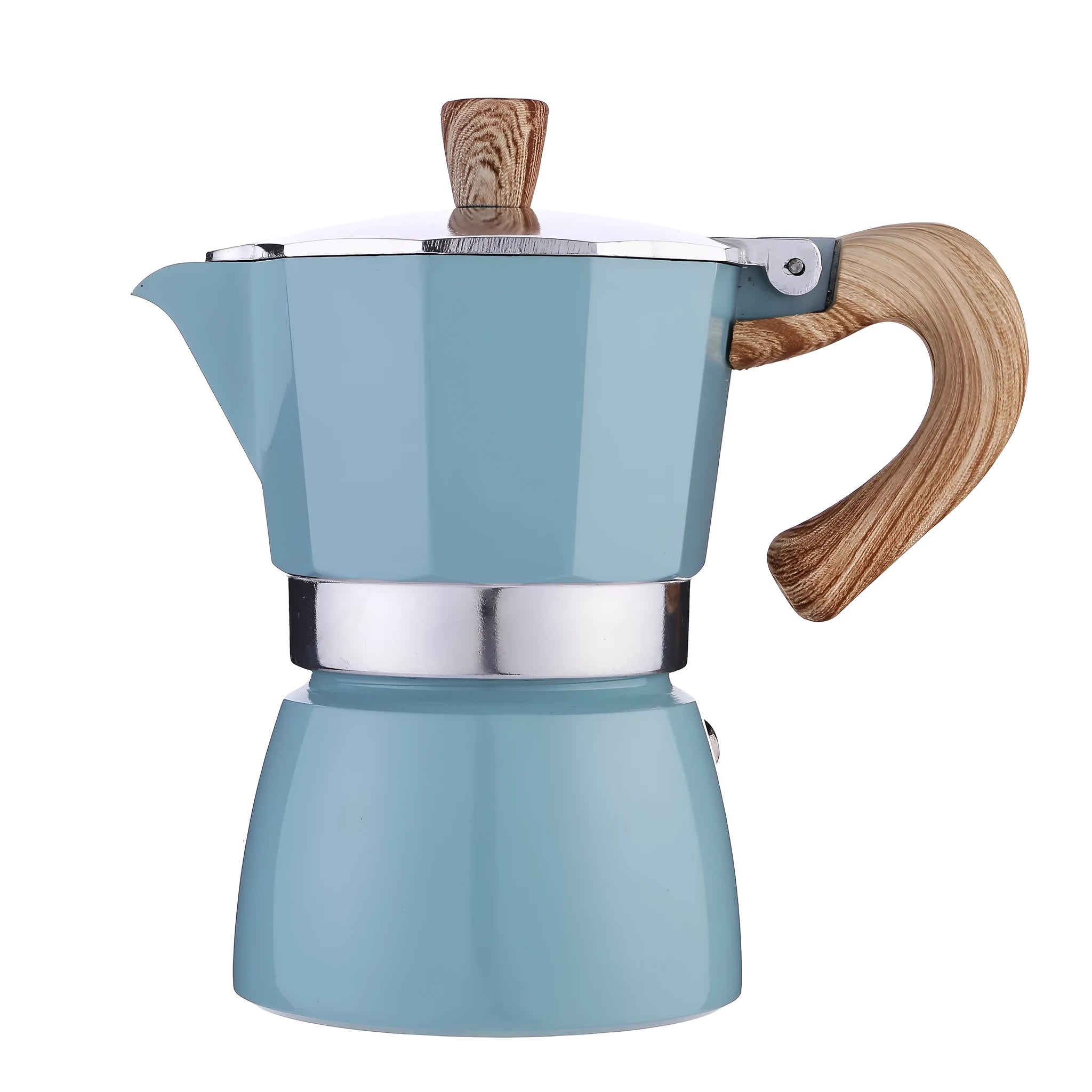 Italian style aluminium mocha coffee pot set with long handle in black, blue, red and white colours 150ml and 300ml