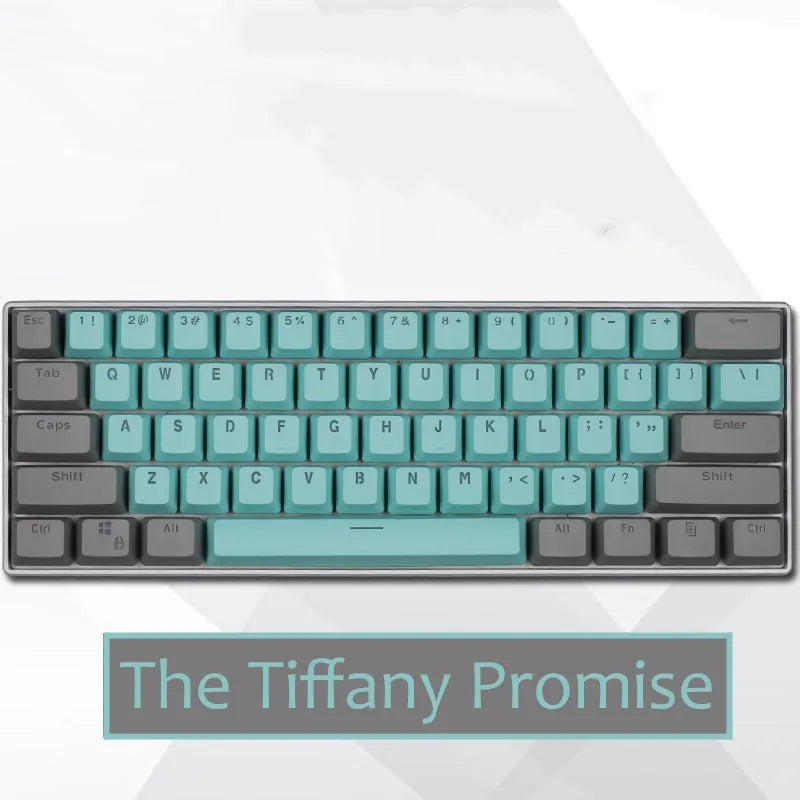 PBT transparent keycap set with OEM height profile and two-shot injection light-transmitting characters for 60% mechanical keyboards