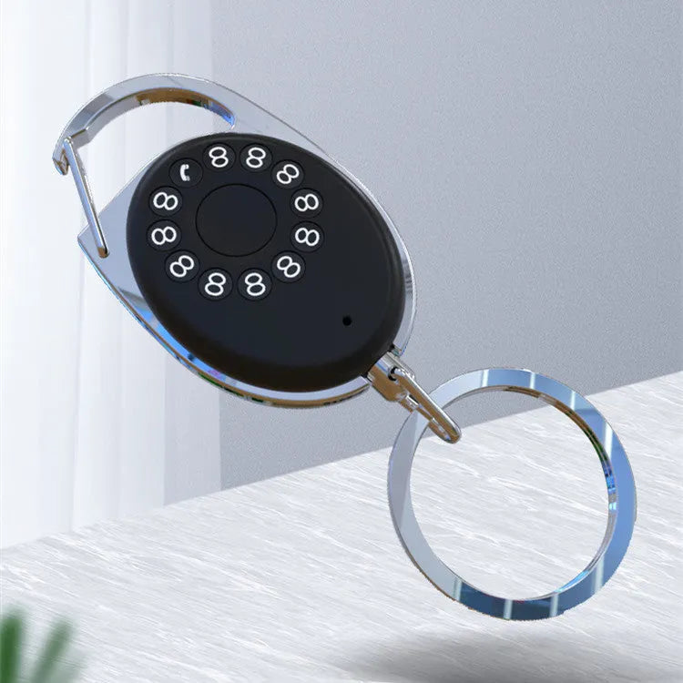 Black Bluetooth anti-lost tracker with metal keychain compatible with Apple iPhone for selfie remote