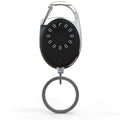 Black Bluetooth anti-lost tracker with metal keychain compatible with Apple iPhone for selfie remote