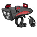 4 in 1 cycling phone holder with strong front light, 4000mAh battery, 400 lumens, ABS construction, black finish