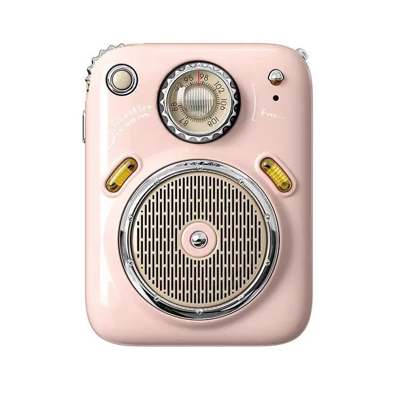 Compact FM Four in One Smart Bluetooth Speaker Radio in green, pink, red, or white colour.