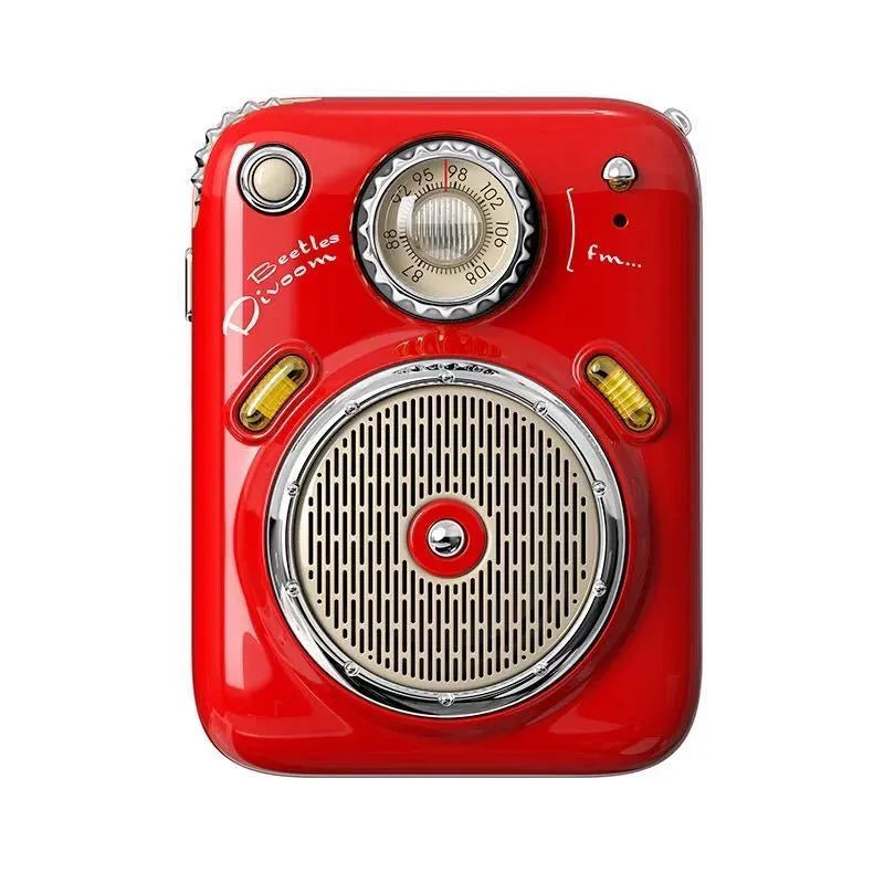 Compact FM Four in One Smart Bluetooth Speaker Radio in green, pink, red, or white colour.