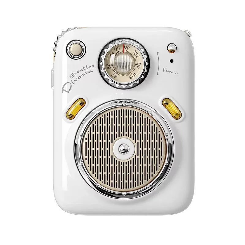 Compact FM Four in One Smart Bluetooth Speaker Radio in green, pink, red, or white colour.