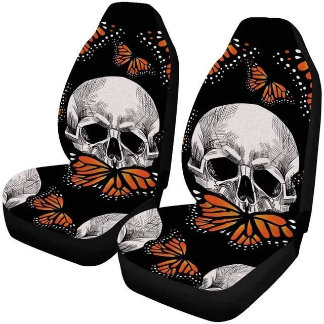 Universal skull print car seat cover five-seater general fit with multiple colour options for cross-border ecommerce
