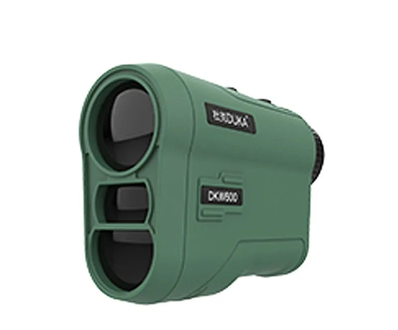 Black laser distance measuring instrument or ranging telescope for outdoor use.