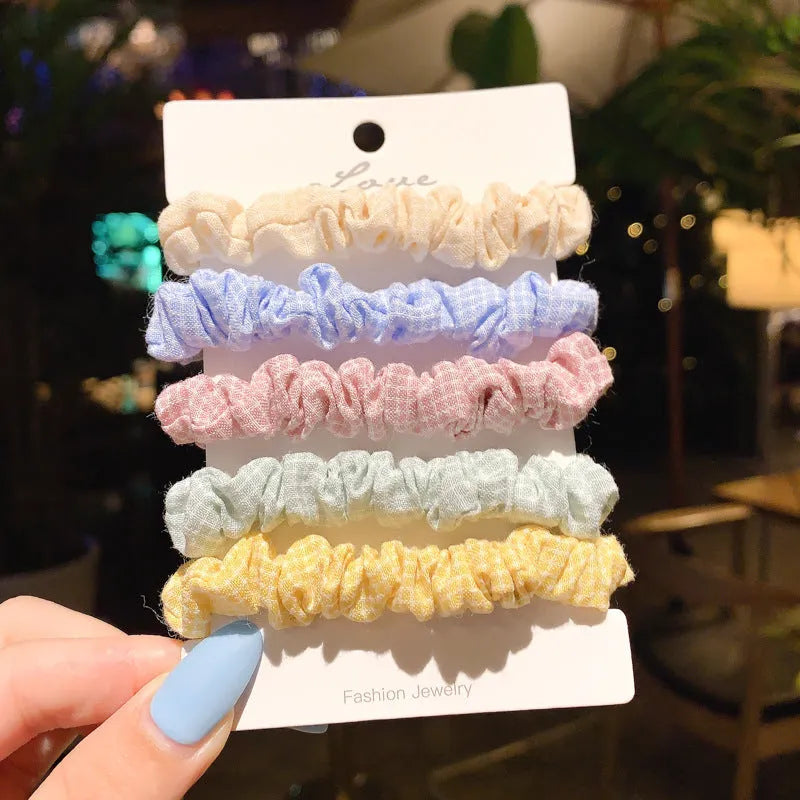 Children's hair ring and hairpin set with autumn and macaron colour options