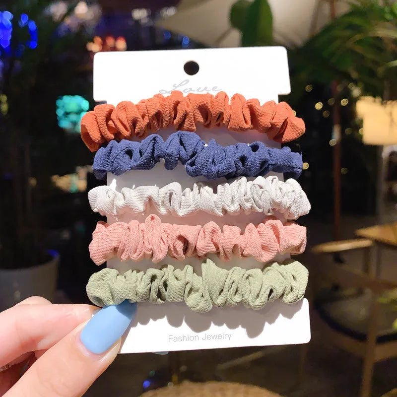 Children's hair ring and hairpin set with autumn and macaron colour options
