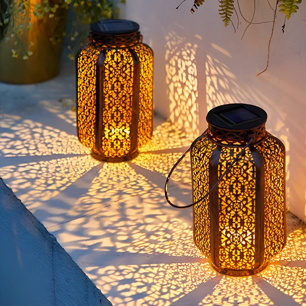 Outdoor waterproof LED landscape lamp with hollow hexagonal design for garden courtyard lighting