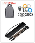 Aluminium camera tripod extended to 1.3 metres with mobile phone mounted and Bluetooth remote