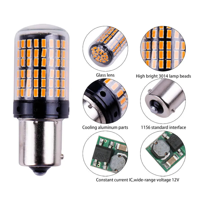 Canbus 1156 144SMD 3014 LED brake light bulb super bright red turn signal