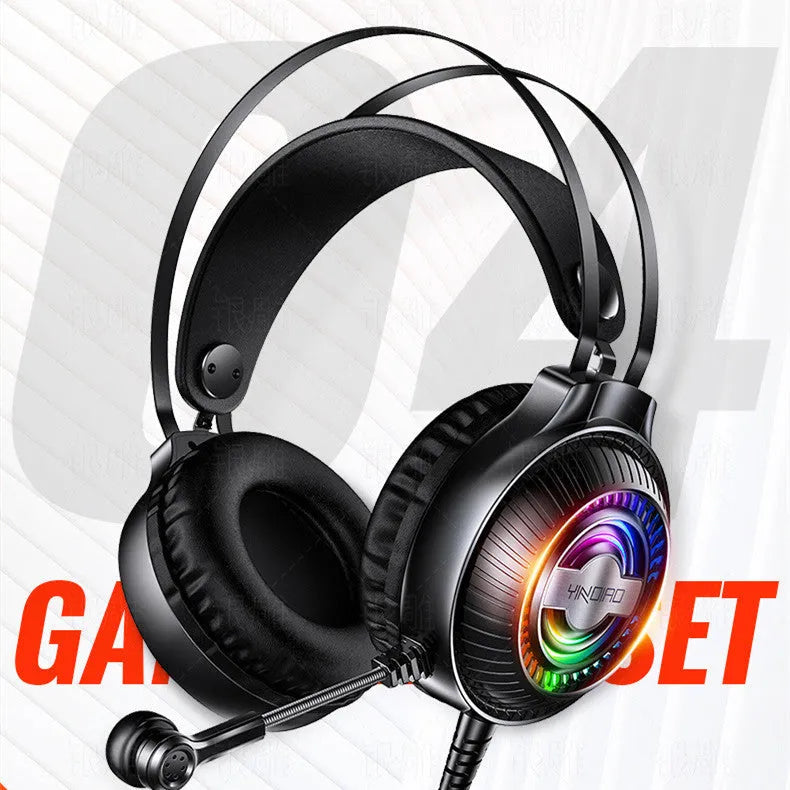 Black wired PC headset with over-ear design and adjustable microphone
