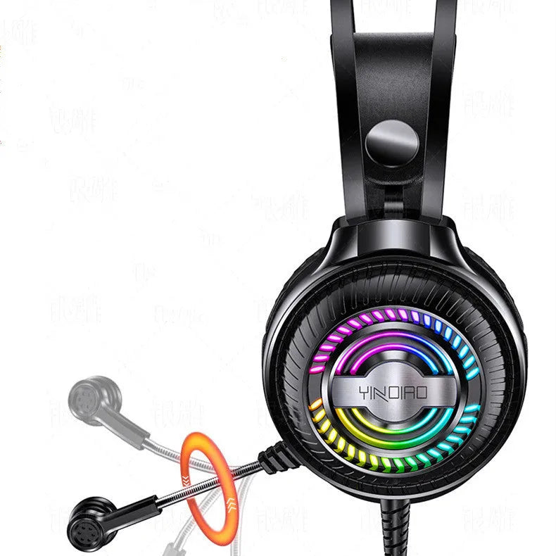 Black wired PC headset with over-ear design and adjustable microphone