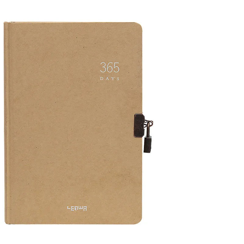 A5 hardcover locked diary in beige camel or ya black with 365 pages and integrated lock