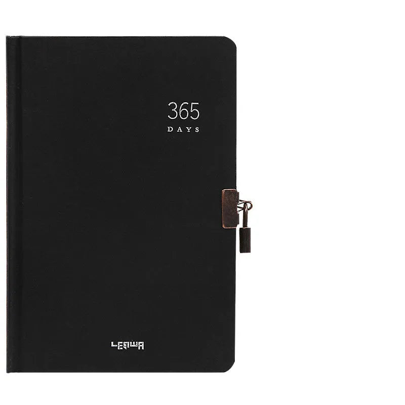 A5 hardcover locked diary in beige camel or ya black with 365 pages and integrated lock